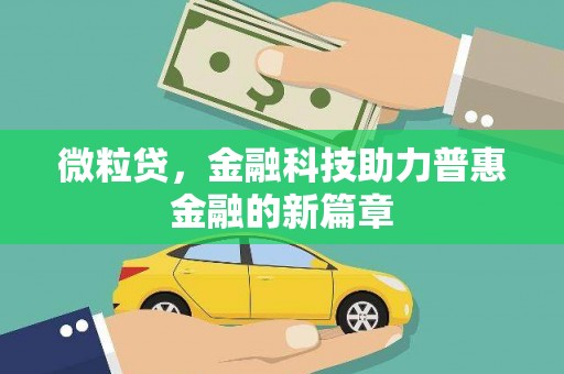 武夷山微粒贷，金融科技助力普惠金融的新篇章