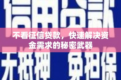 武夷山不看征信贷款，快速解决资金需求的秘密武器